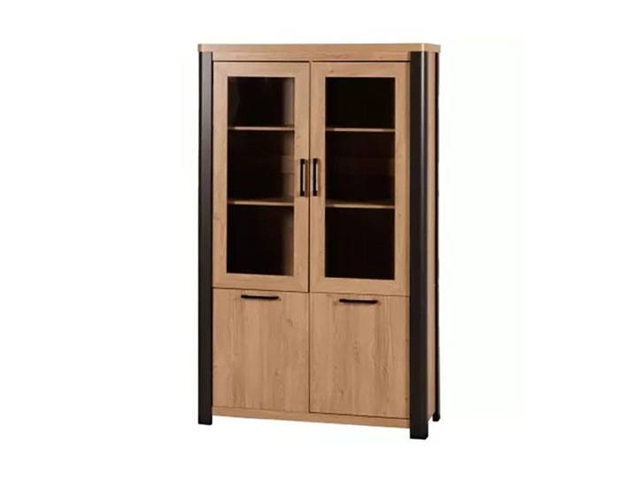 Vitrine 2+2 portes arrondis noir/naturel