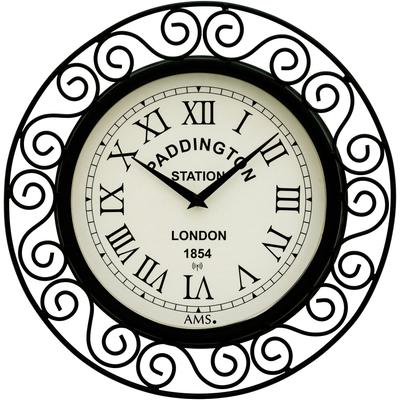 Funkwanduhr AMS, schwarz, Wanduhren, Ø 30cm, Quarzuhr, Wanduhr, Wohnzimmer, Esszimmer, Arbeitszimmer, Küche, Büro