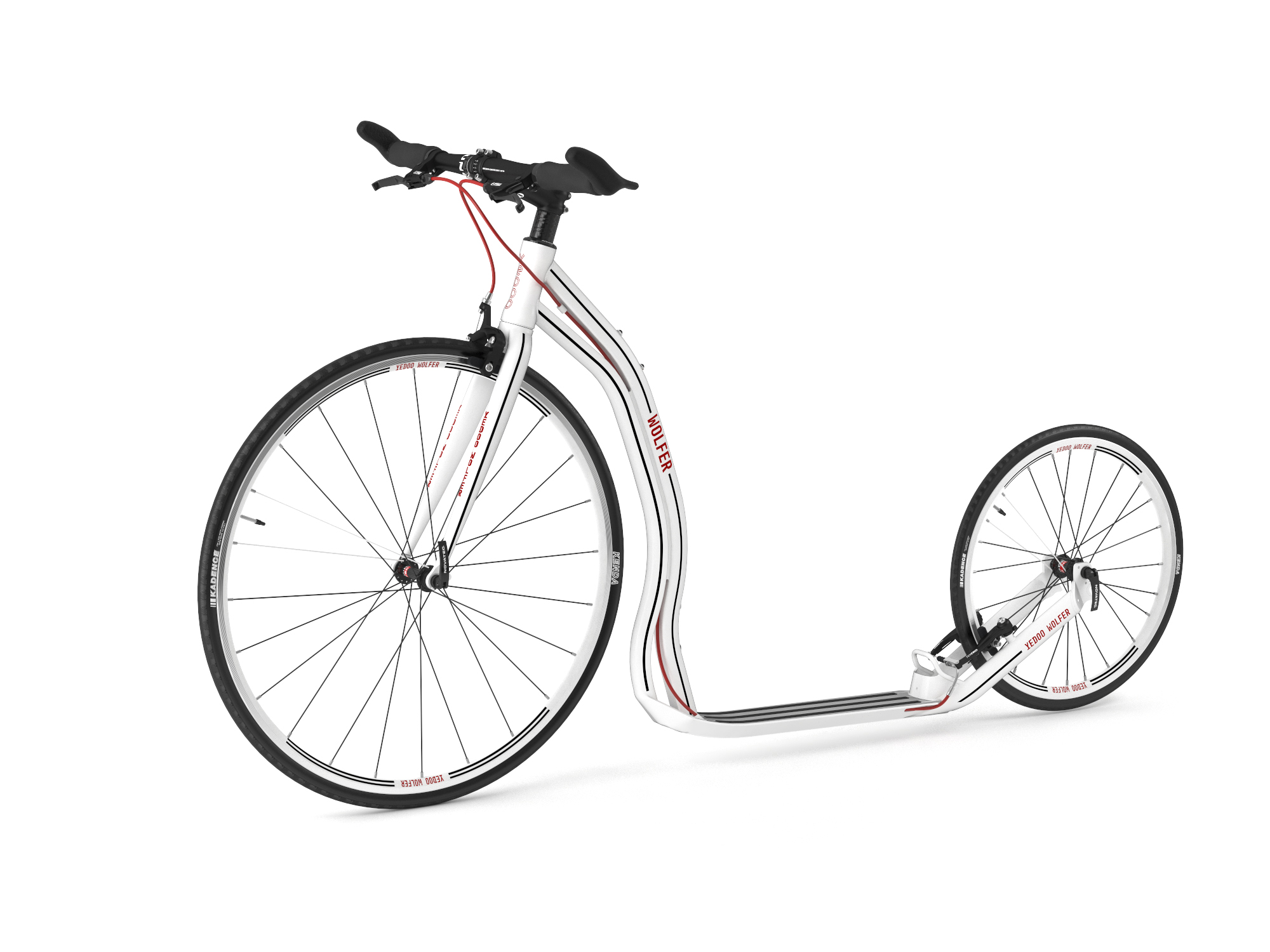 Yedoo Wolfer Sport Alloy Roller Scooter Tretroller - für Erwachsene und Teenager, bis 120 kg, mit Luftreifen 28/20 und verstellbarem Lenker Weiß