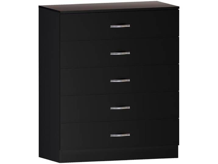 Vida Designs Riano Kommode mit 5 Schubladen Schwarz 90 H x 75 B x 36 T cm Platzsparend Schubladenstütze gegen Durchbiegen Metallgriffe Leichtgängige Schubladenführungen Schlafzimmermöbel