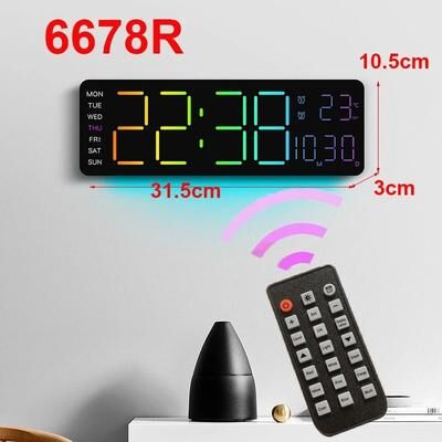 Uplift Picks Large RGB Digital Wall Clock With Remote Control And Dual Alarms c