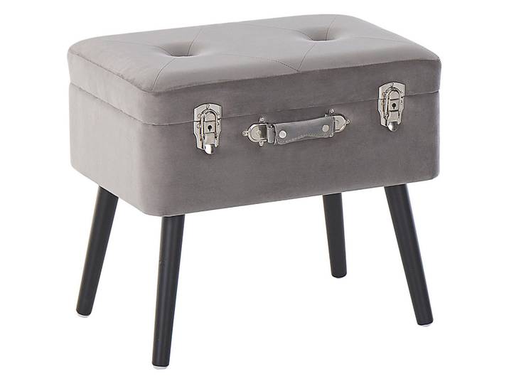 Beliani Hocker Mallard 36/52/46 cm, Grau, Rechteckig, 52x46x36 cm, Wohnzimmer, Sessel, Hocker & Hockerbänke, Sitzhocker