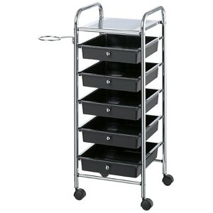 Comair Friseurwagen Stapelboy Coiffeur, schwarz, mit 5 Schubladen & Haartrocknerhalter, 32 x 81,5cm