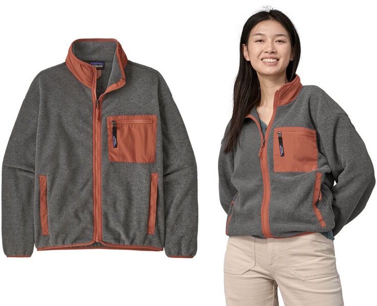 Patagonia Womens Synchilla Jacket-Nickel W/burl Red (Nlbu)-Xs