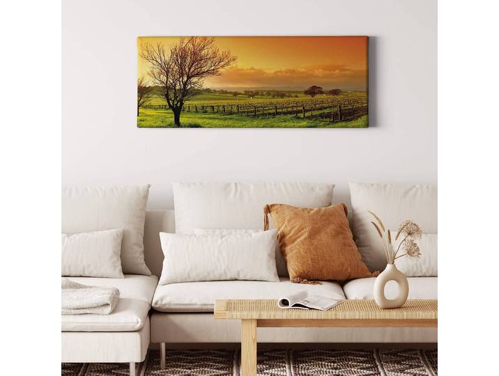 Leinwandbild Vineyard Polyester PVC / Fichtenholz Grün 100 x 40cm