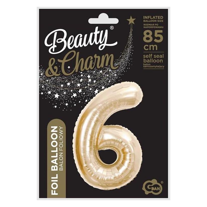GoDan B&C Folienballon Nummer 6, Champagner, 85 cm (1x) (47815941)