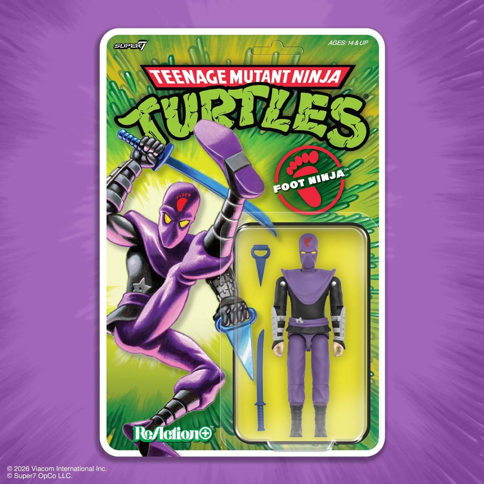 Super7 Teenage Mutant Ninja Turtles ReAction+ Actiefiguur Foot Ninja, 9,5 cm