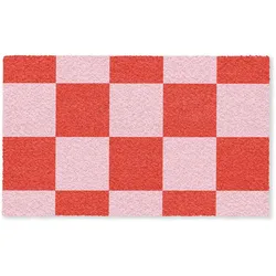 FUSSMATTE Schachbrettmuster - Rot - Rosa - Würfel Türmatte 150x90 cm