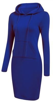 Uplifted Finds Ladies Dress Autumn Women Hooded Dress Hoodie Sweatshirt Tops m blue