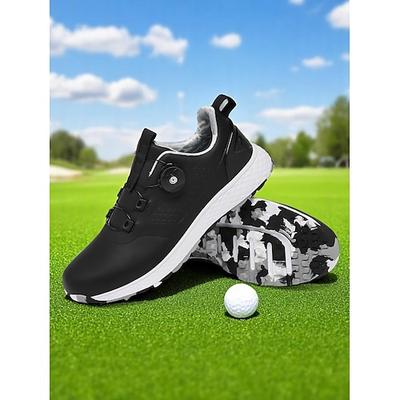 graue, wasserdichte Golfschuhe für Damen mit Drehverschluss – bequeme, rutschfeste Sportschuhe für das Training im Freien, Turniere oder Regentage