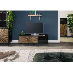 TV-Board Sheesham 136x45x50 schwarz lackiert SUN #105