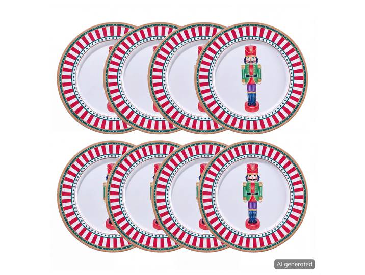 Teller Nussknacker 8er-Set Ø 33cm Gold/Grün/Grün