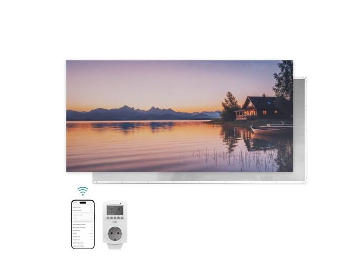 WANDKONVEKTOR Elektrisch mit dekorativem Landschaftsbild, Thermostat und WLAN App Steuerung, 119,5/59,5/1,8 cm