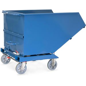 Fetra Kippbehälter Muldenkipper 4704A, für Stapler, für Späne, 0,8 m³, blau, 800 kg, mit Rollen