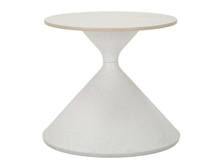 Table basse ronde Nova en polyester ivoire et plateau effet marbre Ø 80 cm - Réf. VK8681847408437