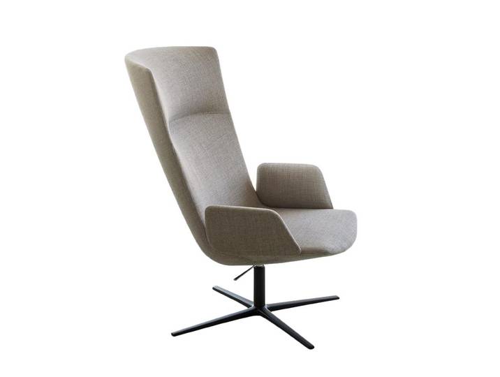 DESALTO fauteuil CALUM LOUNGE RELAX 750 (Nuage - Cuir et aluminium)