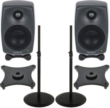 Genelec 8020 DPM Stand Bundle BK Noir