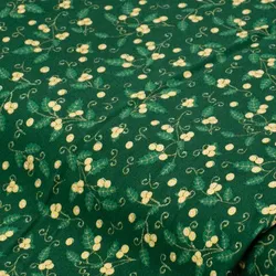 Baumwollstoff Beeren "Mona", tannengrün/gold