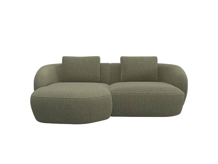 Wohnlandschaft, Chenille, Grün (Moss), 217×146 cm, L-Form mit Recamiere, Modern, FLEXLUX