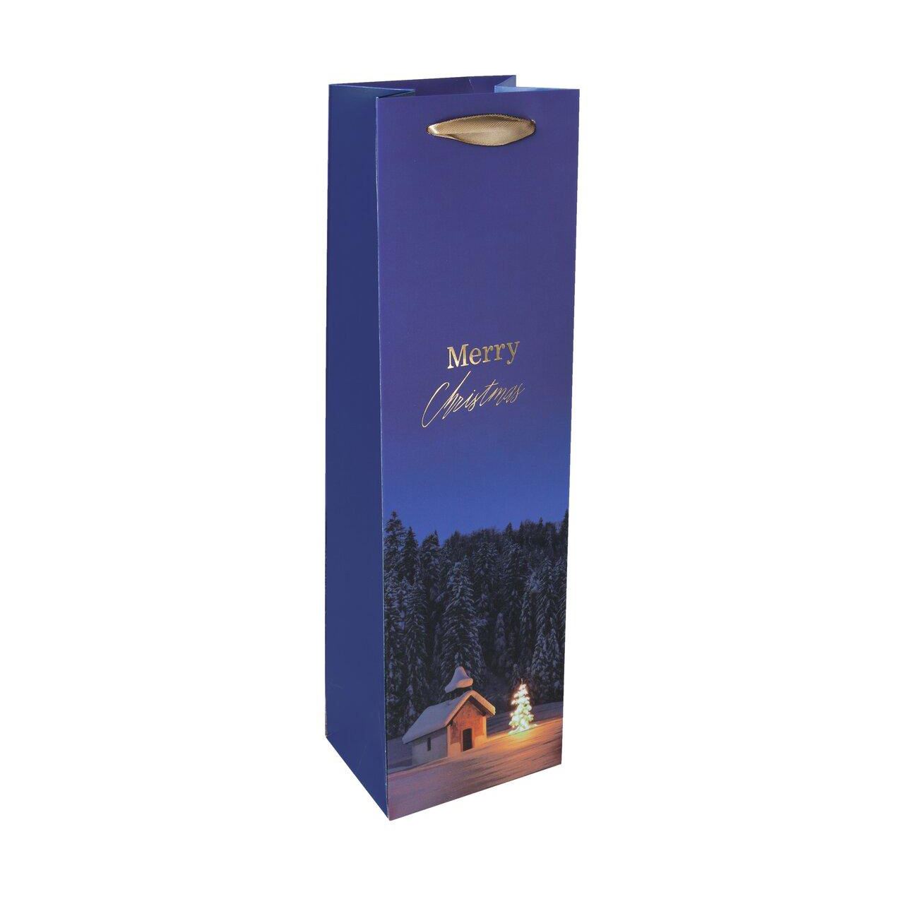 SIGEL Geschenktüten für Flaschen Christmas Chapel Large Motiv 10,0 x 35,0 cm, 5 St.