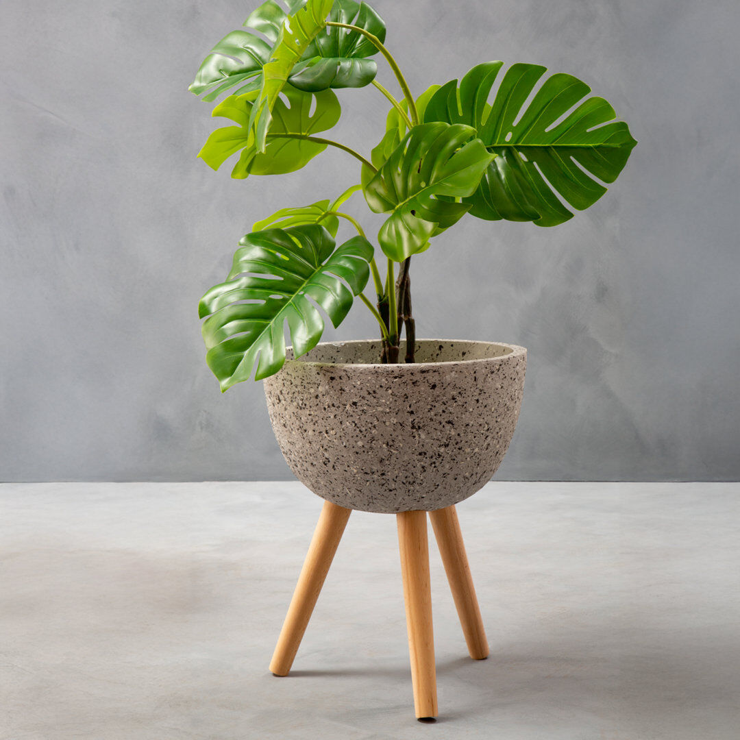 Bloomsbury Market Mondovi Fiberglass Cachepot Grey;Brown 56cm H x 41cm W x 41cm D