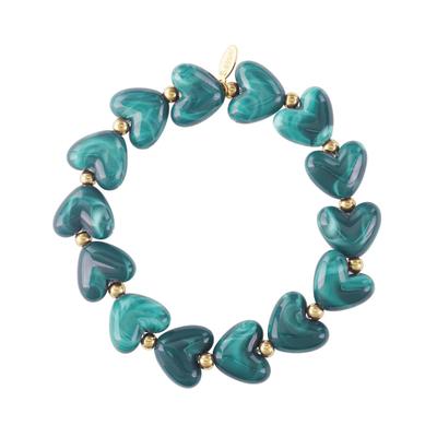 Perlenarmband ADELIA´S "LIVAYA", grün, Armbänder, Damen, Edelstahl, Perlenarmband, Stylisch mit herzförmigen Perlen