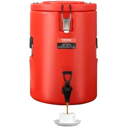 VEVOR Heiß- und Kaltgetränkespender Getränkespender 6 L, Edelstahl Heiß- und Kaltwasserbrunnen Großer Getränkespender mit Zapfen für Kaffee, Kalte Milch, Wasser, Saft usw. Isolierkanne Rund