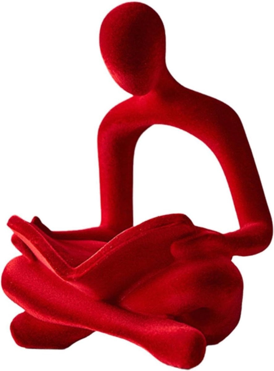 Hol Hol Design Abstract Denker Beeldje - Menselijke Sculptuur - Rood - Hoogte: 185 cm
