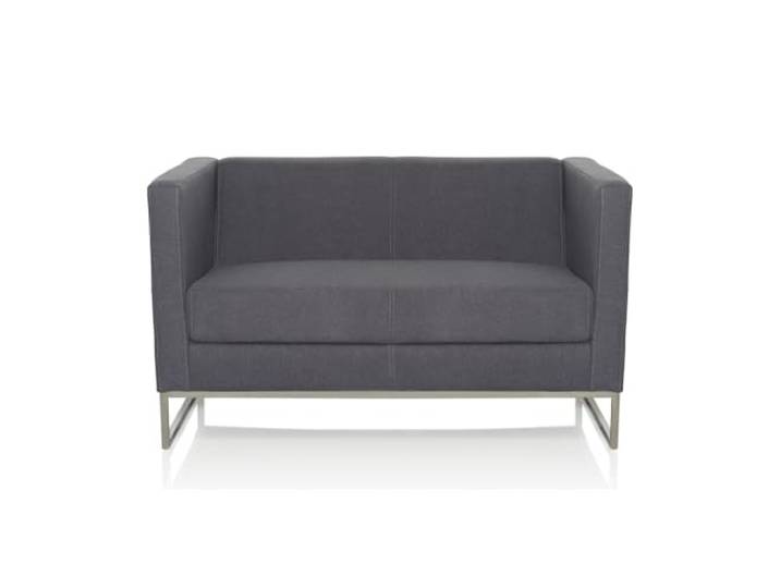 hjh OFFICE 713502 Lounge Sofa Barbados Stoff Grau Moderne 2-Sitzer Couch für höchsten Sitzkomfort