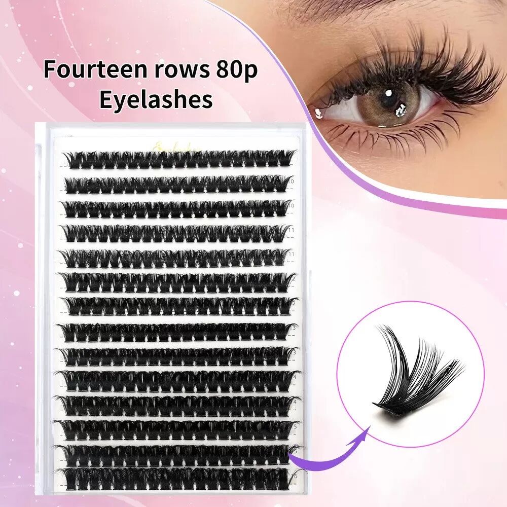 INF Faux Cils D Curl (14 Rangées) 80P - Volume Russe 3D, Extension Naturelle