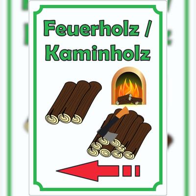 HB-Druck Werbeaufkleber Aufkleber Feuerholz Hochkant mit Pfeil links A0 (841x1189mm)