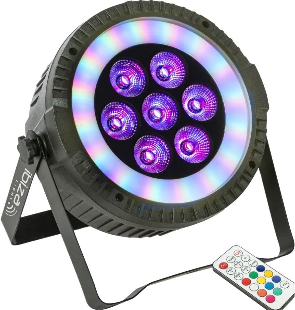 Ibiza  Projetor PAR C/ 7 Leds 6W RGBW 1 Anel LED DMX