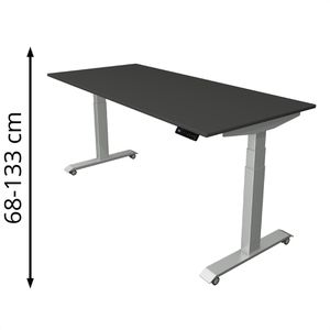 Kerkmann Schreibtisch Move mobile, anthrazit / silber, elektrisch höhenverstellbar, 180 x 68-133 x 80 cm