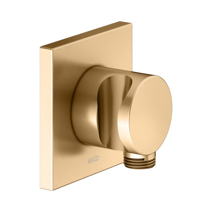 KEUCO IXMO Schlauchanschluss 59592250002 messing gebürstet, mit Brausehalter, Rosette eckig