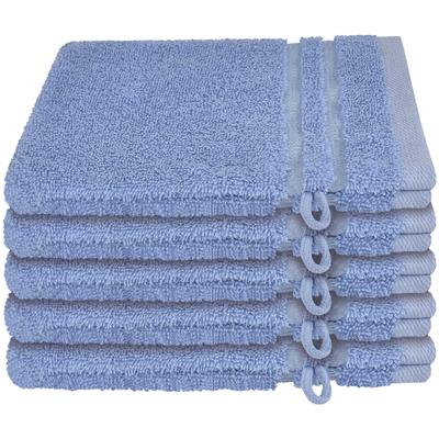 Waschhandschuh SCHIESSER "Milano Waschhandschuh-Set aus weicher Baumwolle in Frottier-Qualität", blau (hellblau), B:16cm L:22cm, Frottier, Handtücher, mit Webbordüre