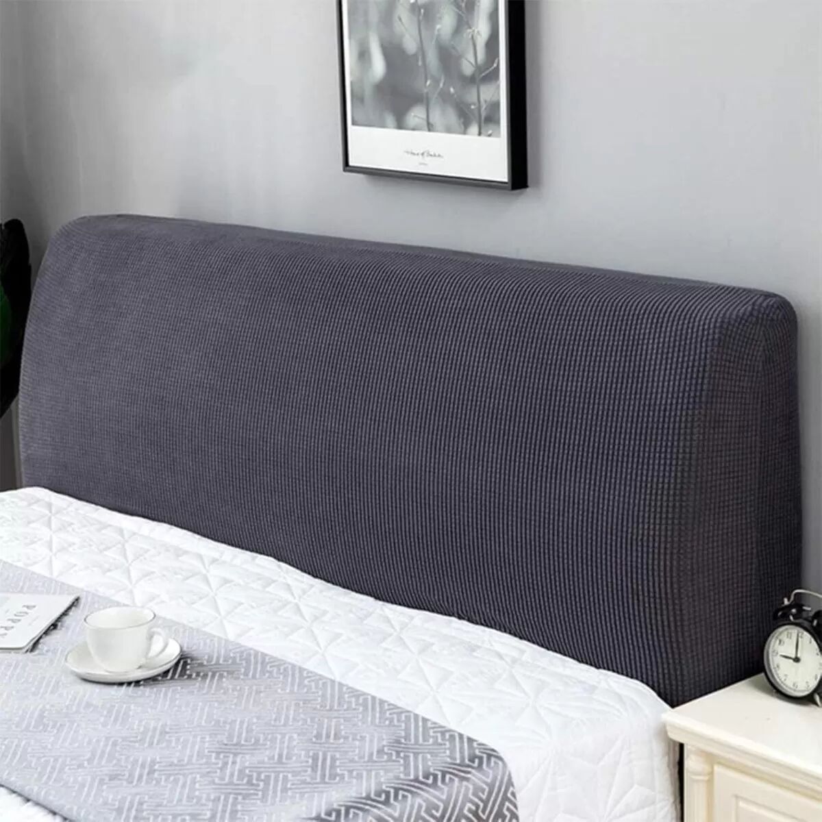 INF Metallgrauer Kopfteilbezug 120cm (Passend für 120-140cm Kopfteile)