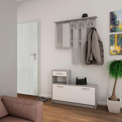 Garderoben-Set BYLIVING "Tamina", weiß (beton, weiß), Kastenmöbel-Sets