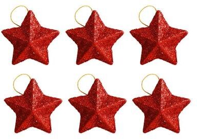 Uplifted Finds Gold Glitter Star Ornament Set   Premium Christmas Tree Pendant & Festive 2025 Holiday Decoration Infrastructure red 12 Pcs