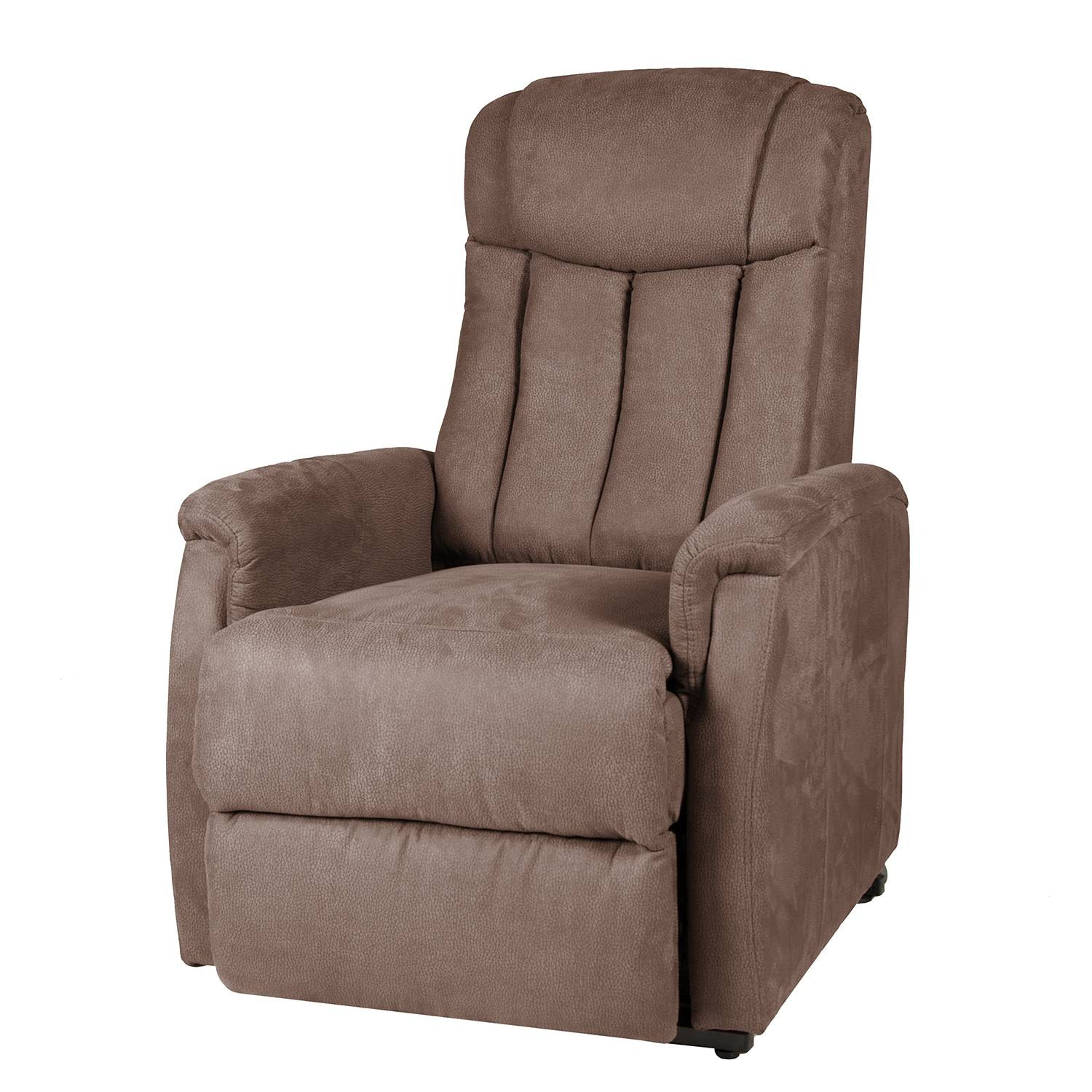home24 Tv-fauteuil Juist bruin microvezel elektrisch verstelbaar B/D/H: 77 x 80 x 91 cm