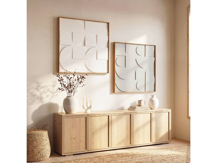 Décoration murale, art mural géométrique 3D en 2 pièces, décoration murale moderne élégante pour salon, chambre à coucher, couloir et décoration murale et de meubles de style Japandi