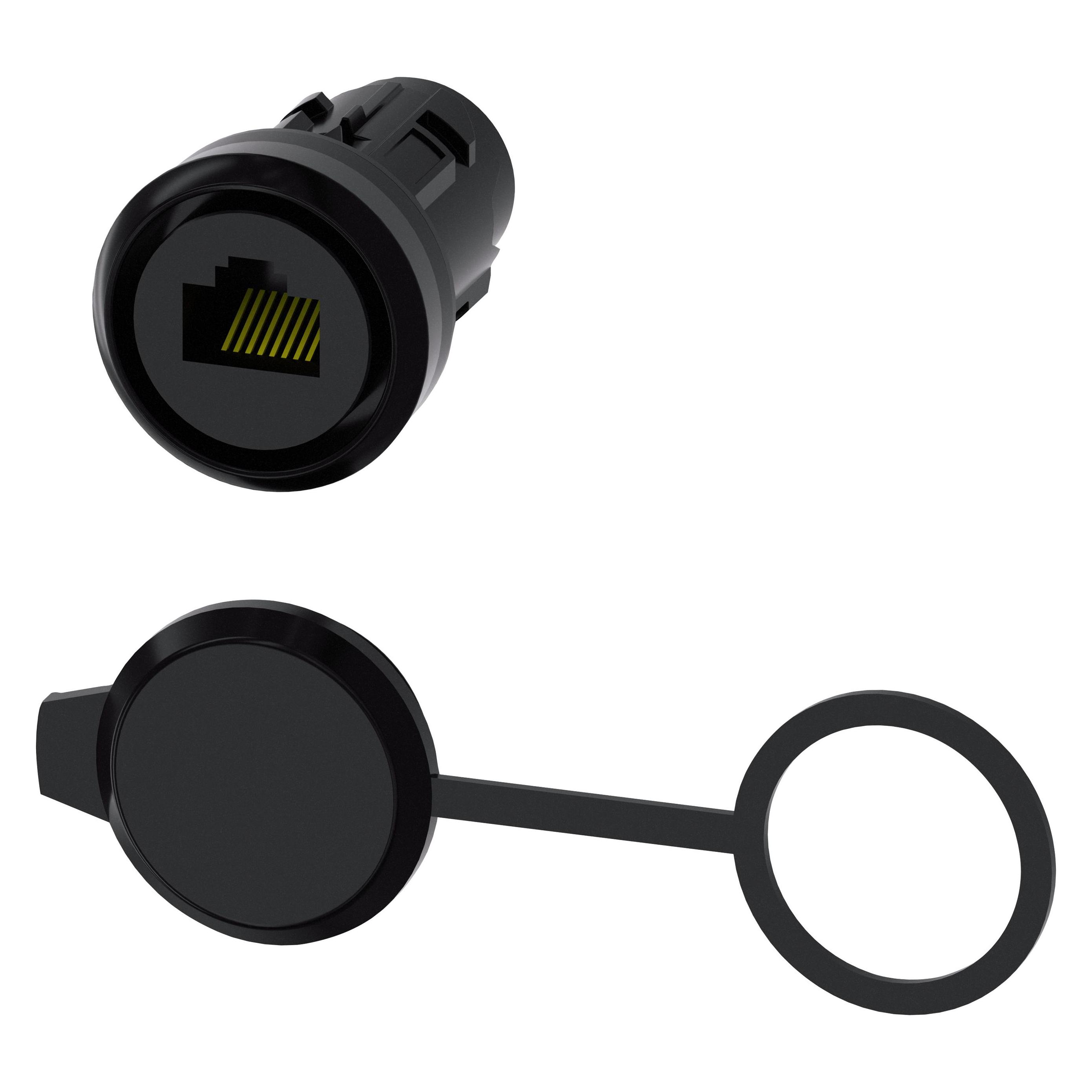 Siemens RJ45 connection: 22 mm plastic black (3SU1900-0GB10-0AA0)