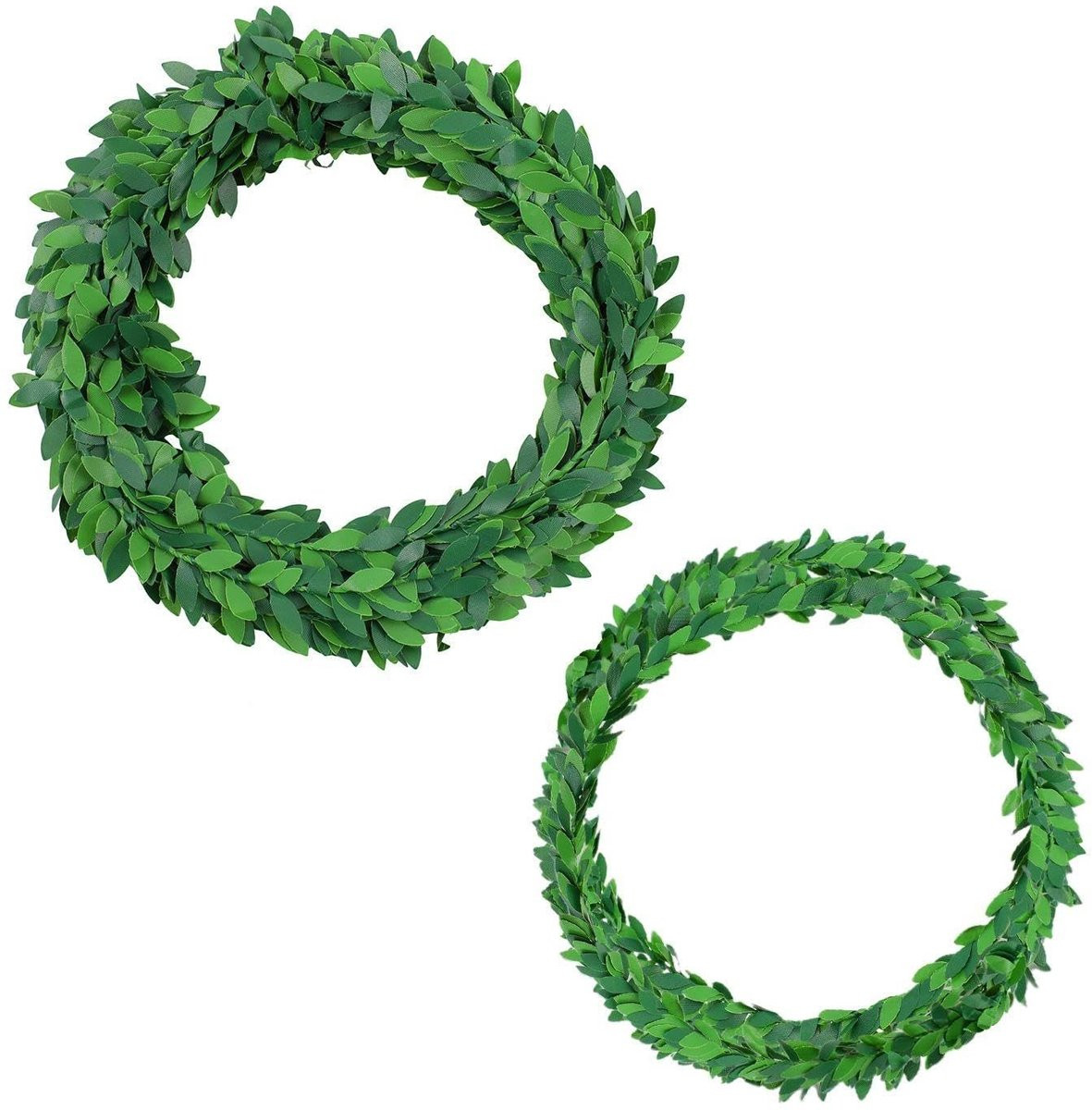 Groene kunstklimop slinger met 2 rotan wijnstokken en kunstbladeren