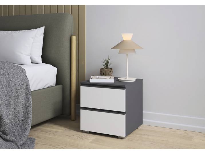 Nachtkommode Mainz 42cm Grau/Weiß/Alpinweiß/Graumetallic