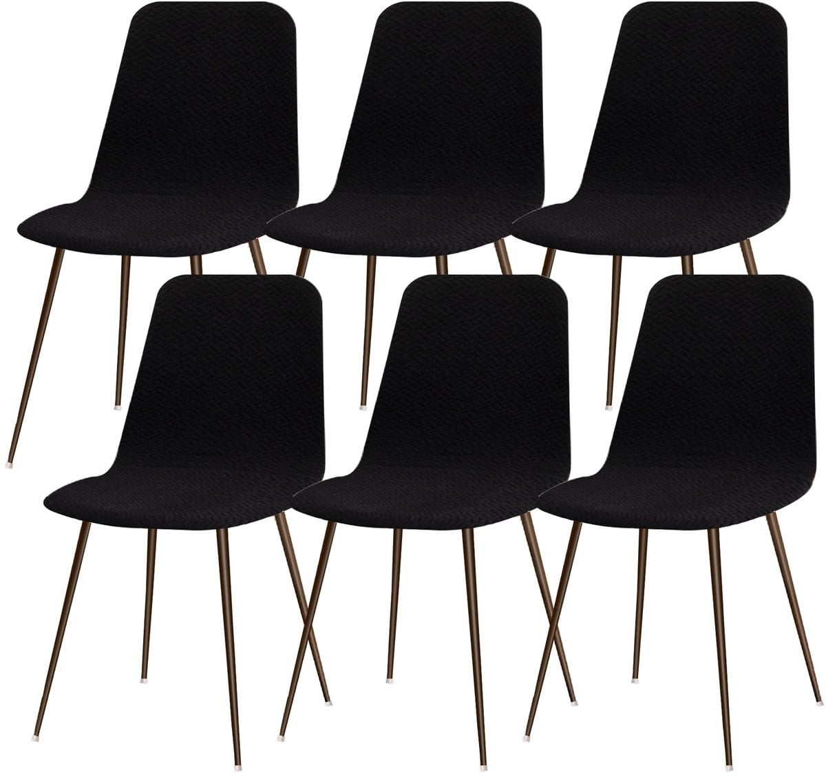 Ibenzoa Zesdelige Set Stretchbare Stoelhoezen voor Eetkamerstoelen, Zwart