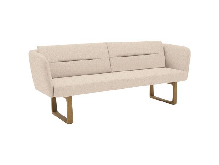 Valnatura Sitzbank, Beige, Holz, Eiche, massiv, 2-3-Sitzer, 224x91x69 cm, Fußauswahl, Typenauswahl, Stoff-/Lederauswahl, mit Rückenlehne, Esszimmer, Bänke, Sitzbänke