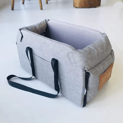 Inspire Essentials PawRide Portable Dog Car Seat Bed With Safety Harness grey Large