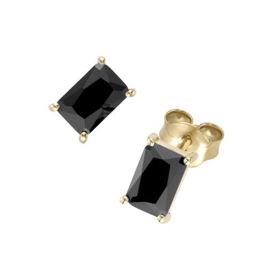 Paar Ohrstecker LUIGI MERANO "mit achteckigem Zirkonia, Gold 375", schwarz, Ohrringe, Damen, Gelbgold 375