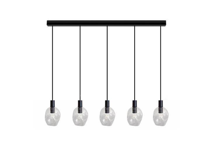 Lustre métal H100cm noir Abatjour transparent