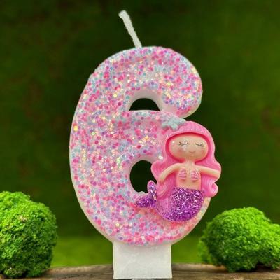 Inspired Living Pink Mermaid Number Birthday Candle For Cake Decoration And Party Celebrations 6