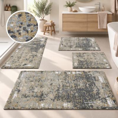 Badematte OTTO HOME "Hamsa, Badvorleger, Badezimmer Teppich, Duschvorleger", grau, H:15mm, Polyester, Badematten, Badematte, Badteppich, im Vintage-Look, Hoch-Tief-Effekt